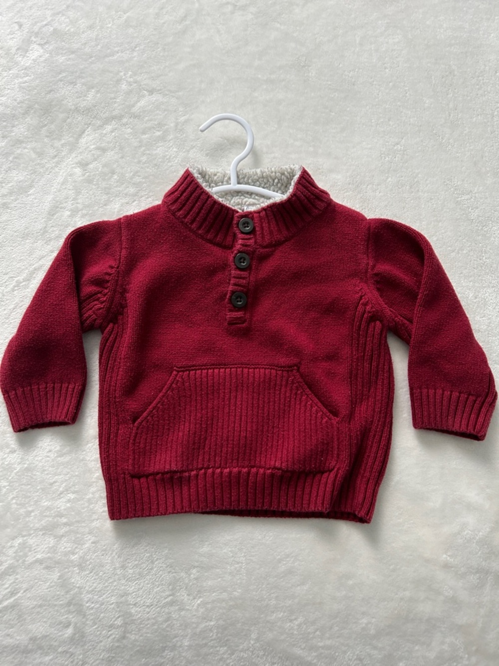 Gymboree Burgundy Sherpa-Trim Henley Pullover